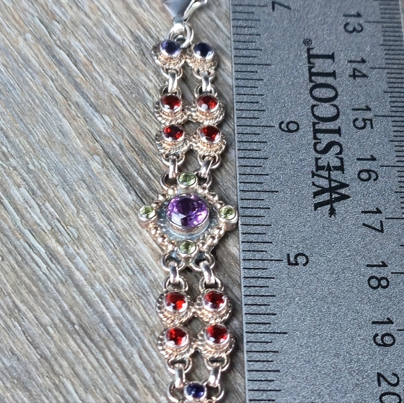 Nicky Butler 925 Sterling Silver Designer Amethyst Peridot Garnet Bracelet NB 💜 - Picture 9 of 16